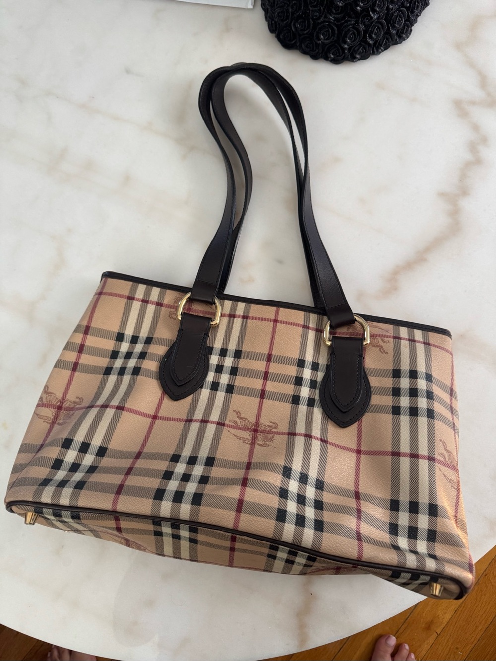 Burberry authentic shoulder bag - regent tote haymarket coated canvas medium